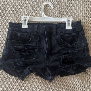 American Eagle Outfitters Black Ripped Jean Shorts